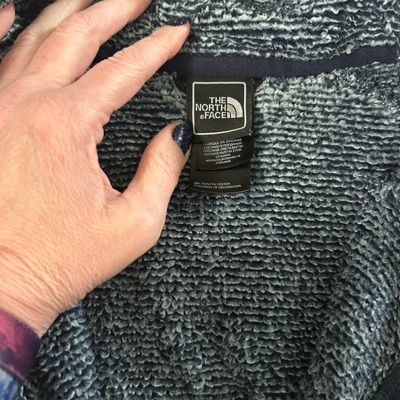 The North Face Womens Full Zip Shady Blue Marled Sherpa Fleece Jacket Size LG - Picture 12 of 15